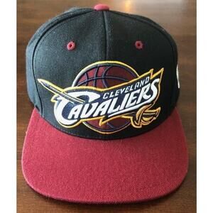 Cleveland Cavaliers Hat Cap Snap Back Black Red Mitchell & Ness Basketball NBA